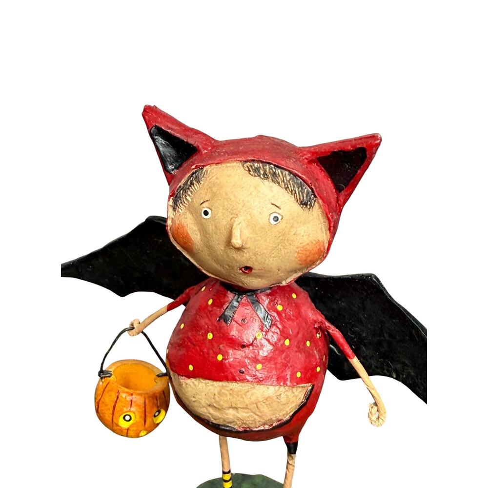 Lori Mitchell Halloween Bat Boy Devil with Pumpkin 5.5" Whimsical Figurine - Picture 4 of 9